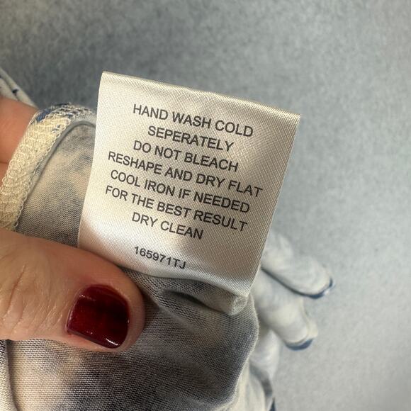 Romeo + Juliet Couture Top Womens Large Blue White Tie Dye Assymentrical Tunic - Picture 7 of 10